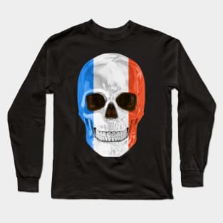 France Flag Skull - Gift for French With Roots From France Long Sleeve T-Shirt